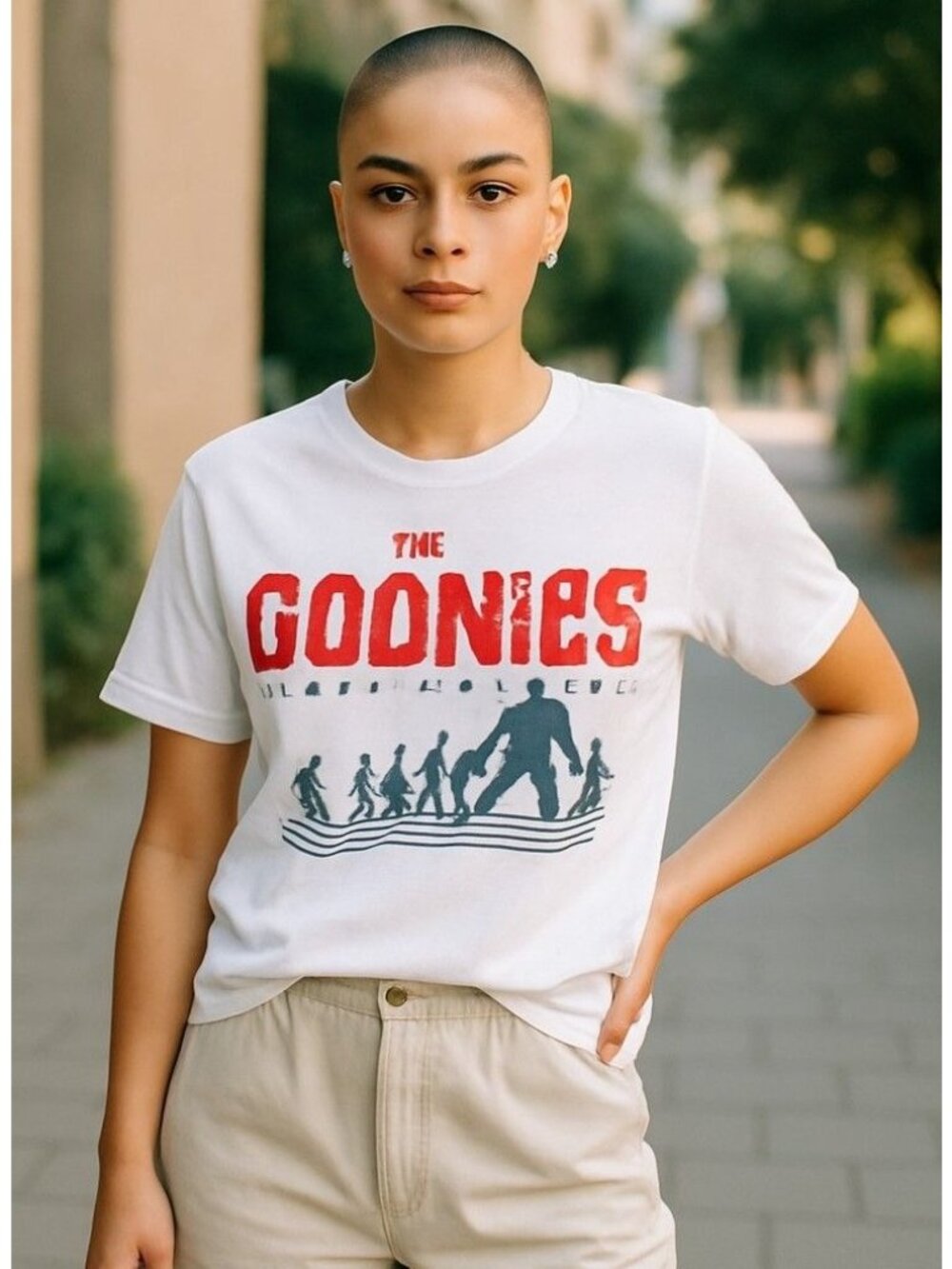 The Goonies Movie Tee Womens White Red Black Graphics